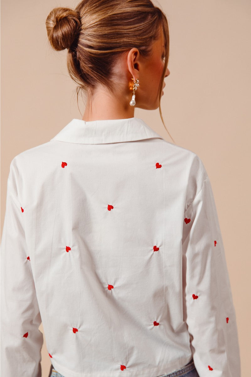 So Me All Over Heart Cropped Shirt