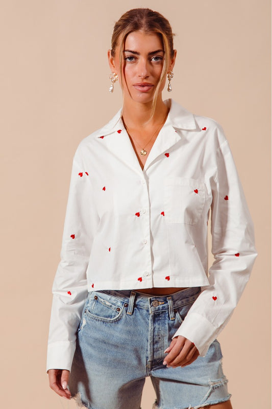 So Me All Over Heart Cropped Shirt