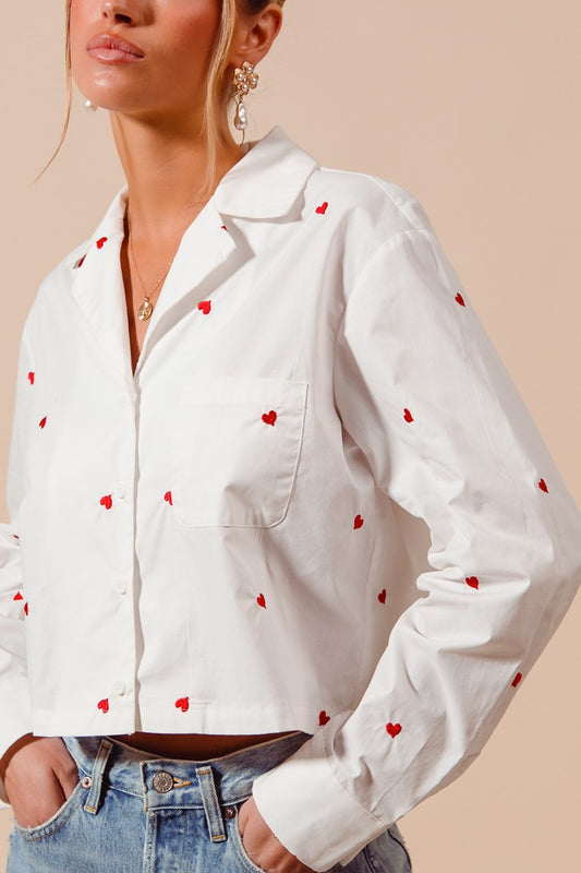 So Me All Over Heart Cropped Shirt