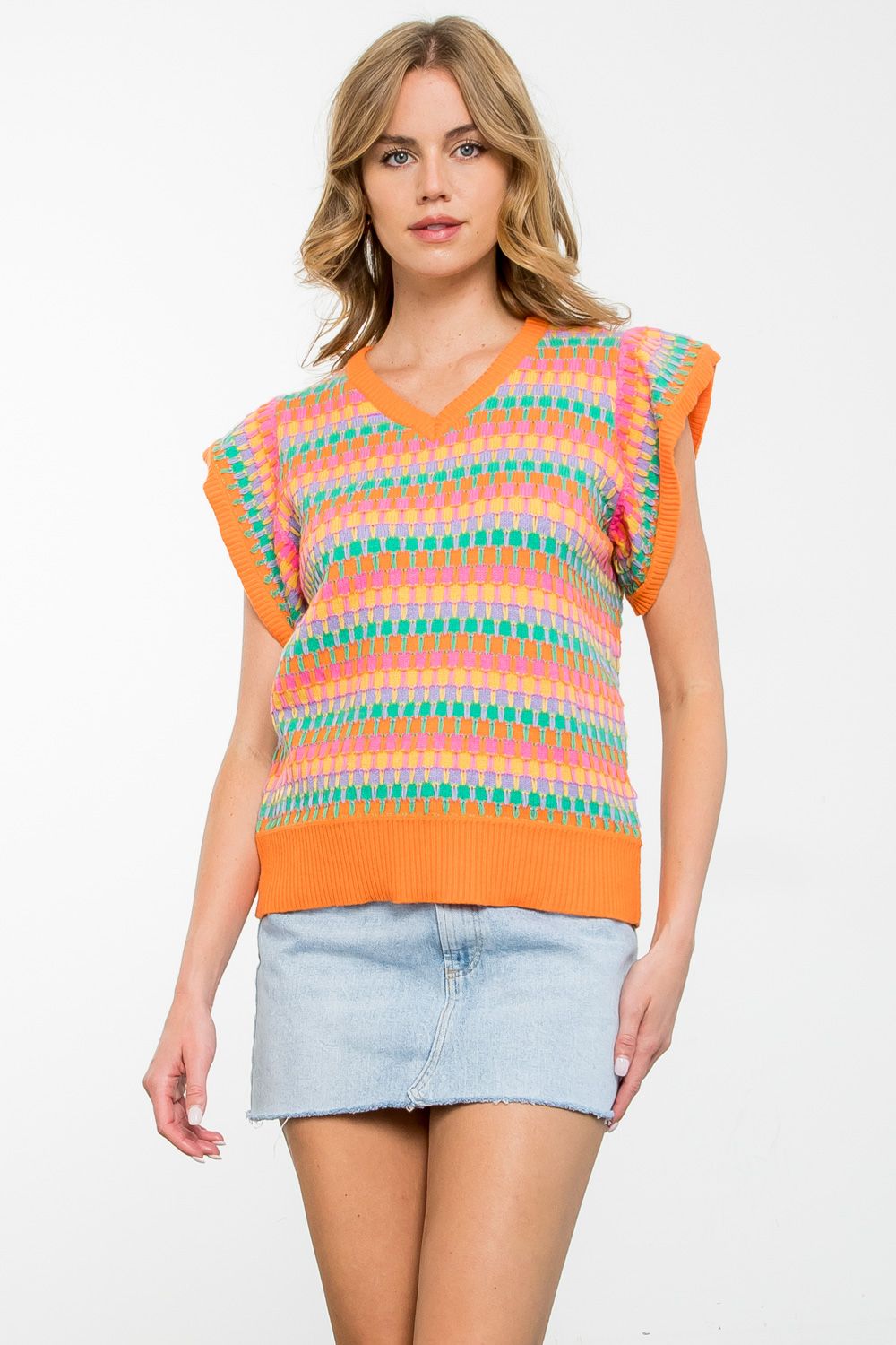 Multi color knit top
