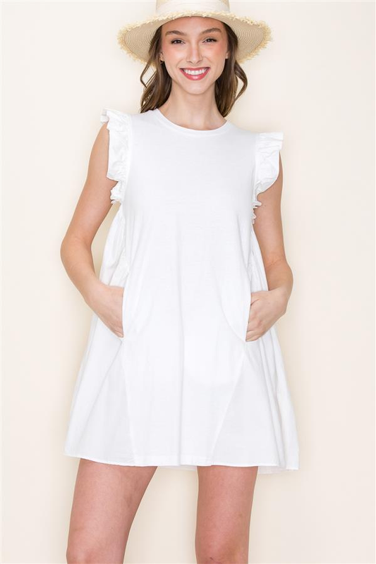 A-lined Ruffle Sleeve Dress