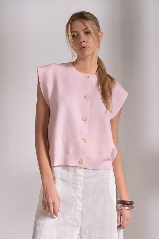 Elan Crewneck Cap Sleeve sweater