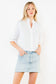 THML Ruffle V-Neck Short Sleeve Button Down Blouse