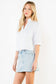 THML Ruffle V-Neck Short Sleeve Button Down Blouse