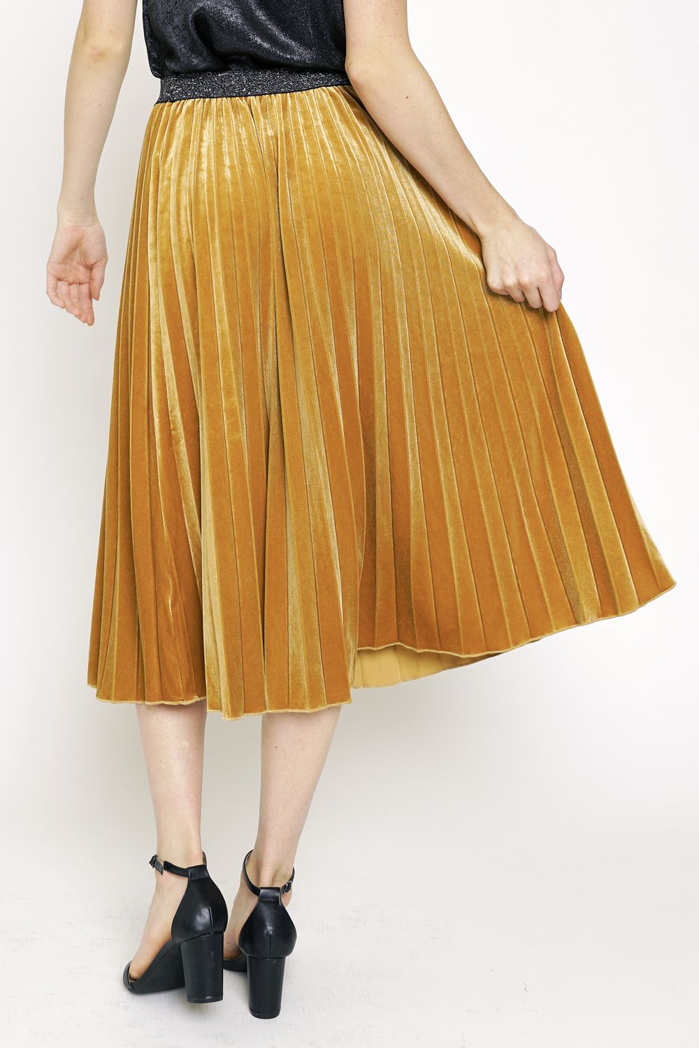 Pleated Velvet Skirt