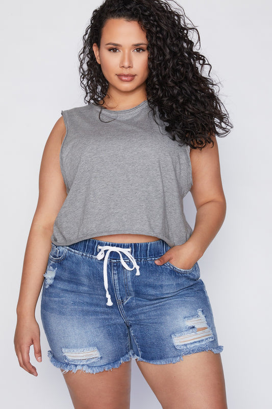 Curvy Basic Denim Shorts