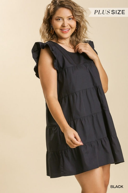 Curvy Ruffle Poplin Dress