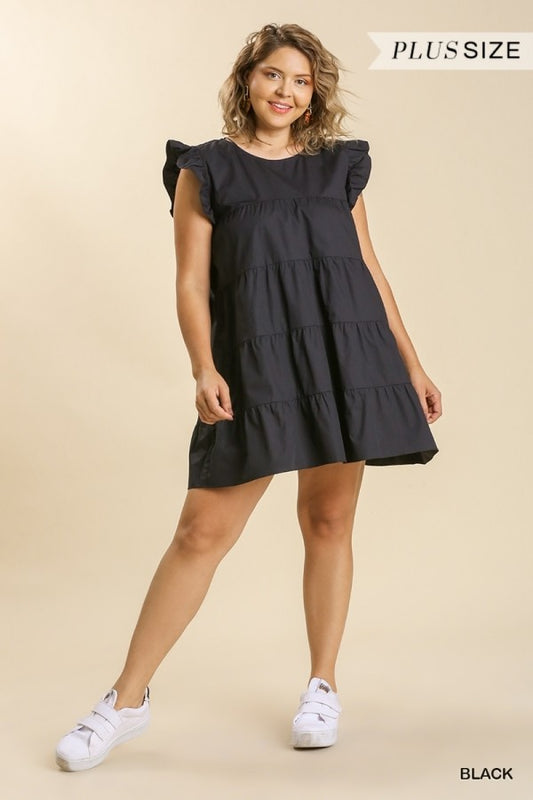 Curvy Ruffle Poplin Dress