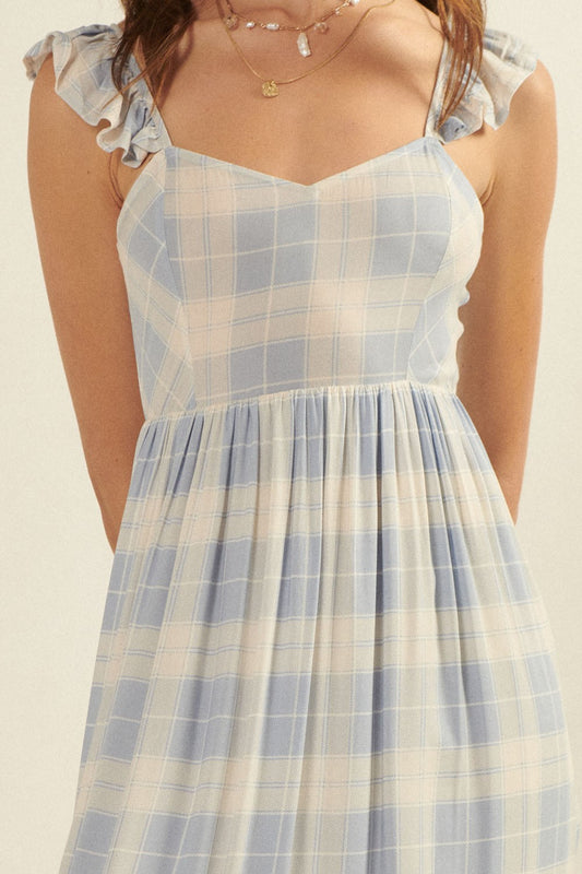 Powder Blue Plaid Sundress