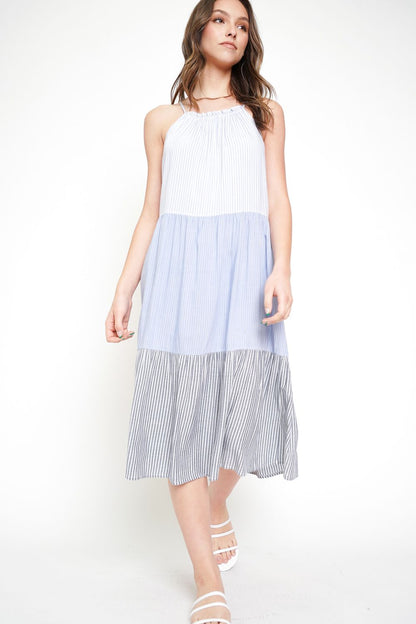 Mixed Stripe Midi Dress