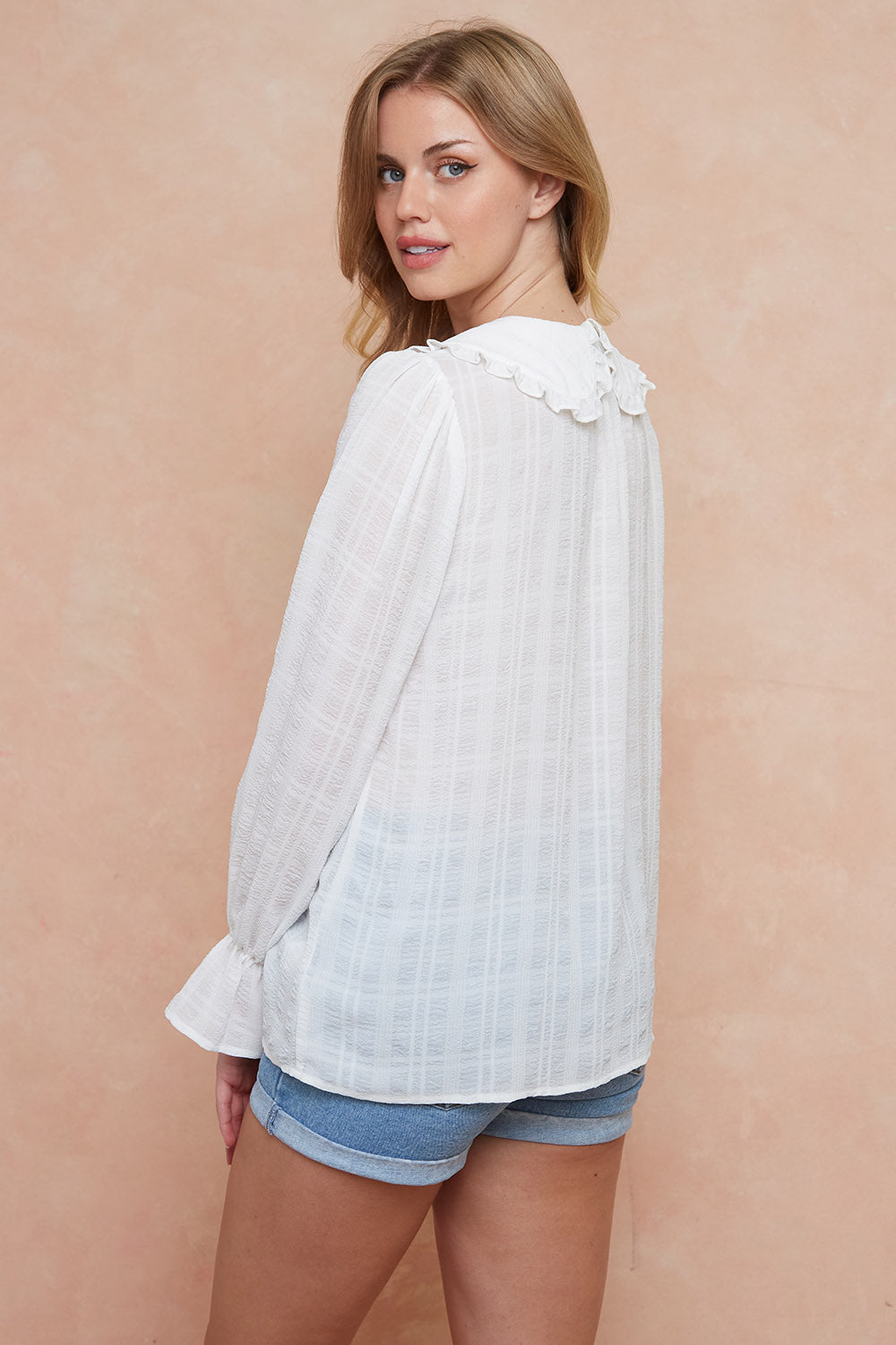 Oversized Blouse with Frilled Collar