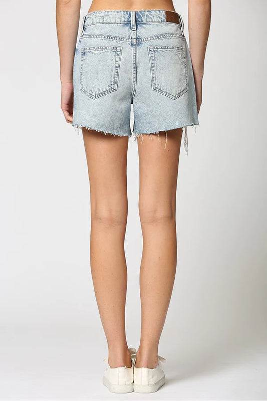 Sofie Vintage Wash Distressed Frayed Mom Shorts