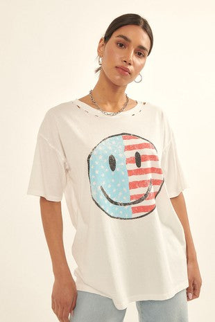 Vintage Smiley Flag Graphic Tee