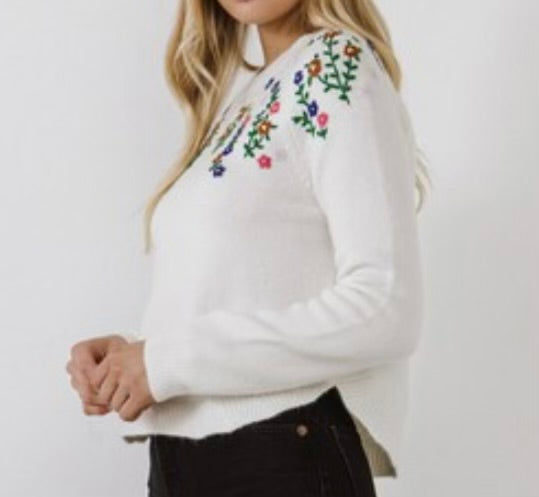Floral Handmade Embroidery Sweater