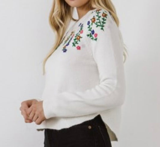 Floral Handmade Embroidery Sweater