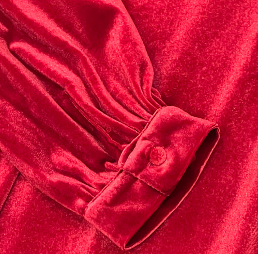 Red Velvet Ruffle Dress