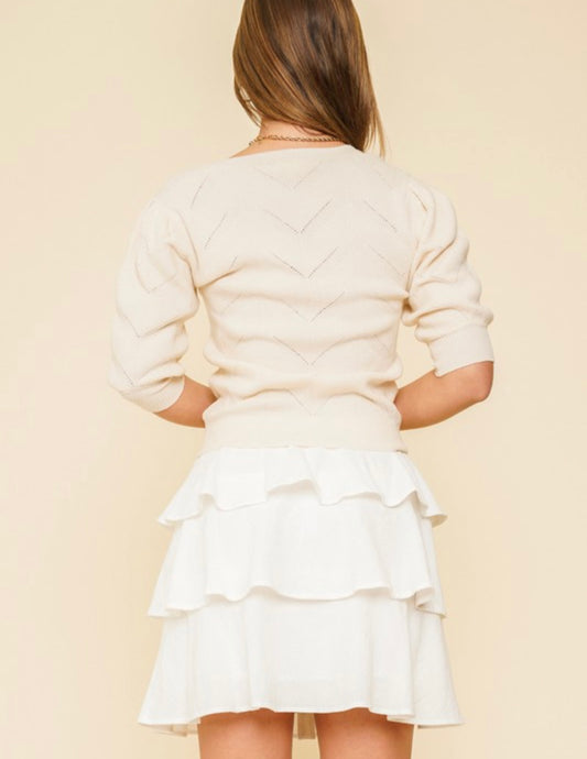 H&T V-neck Jacquard Sweater