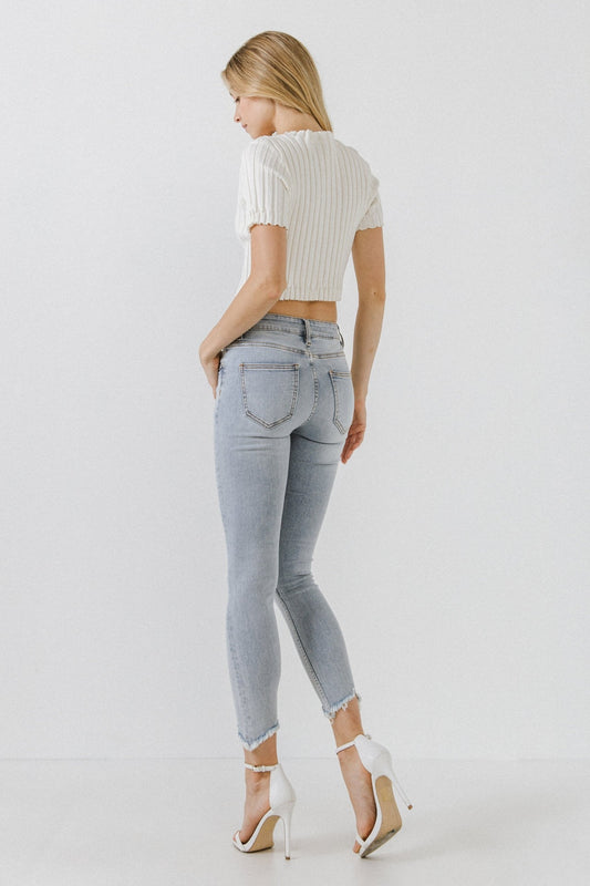 Grey Lab Destroyed Skinny Jean
