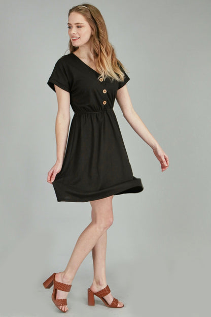 Curvy Ribbed Dress with Buttons