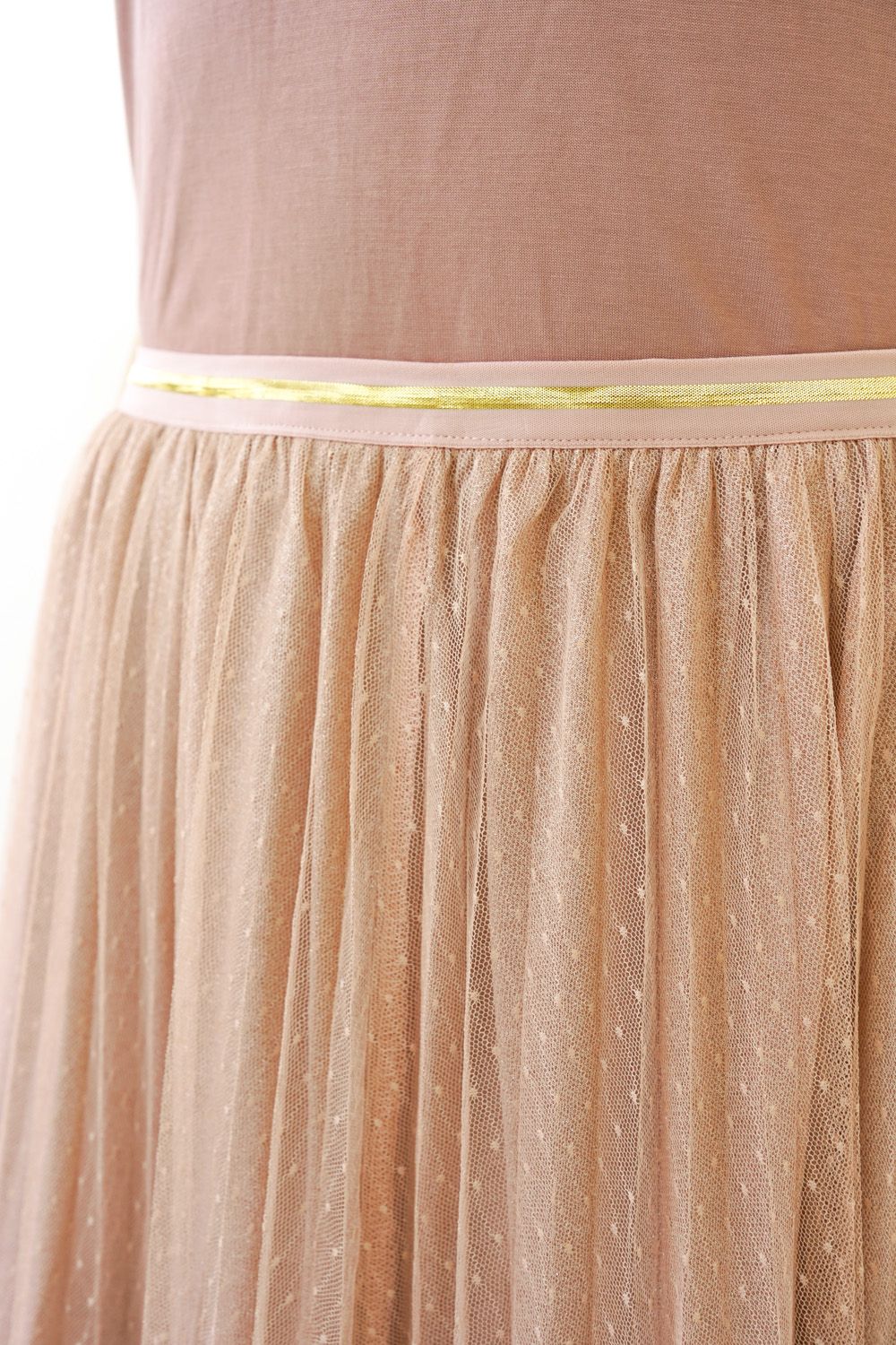 Pleated Tulle Midi Skirt