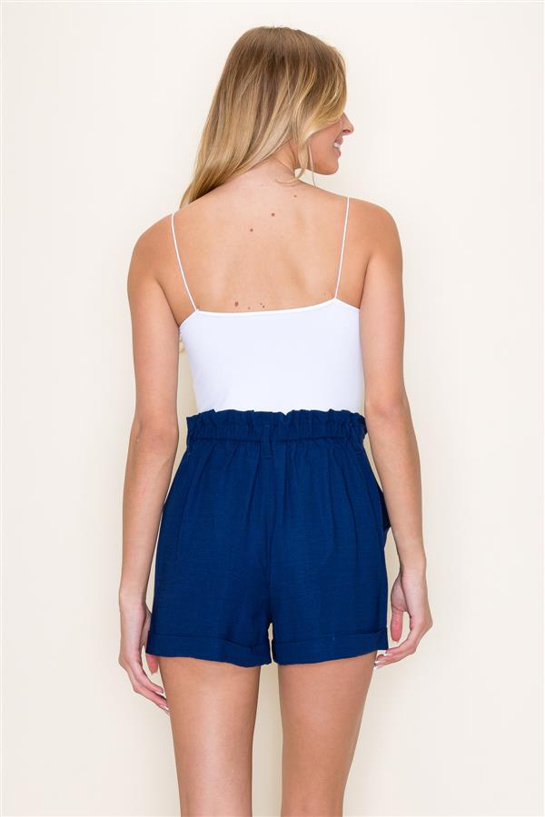 Ruffle detailed top shorts in Navy